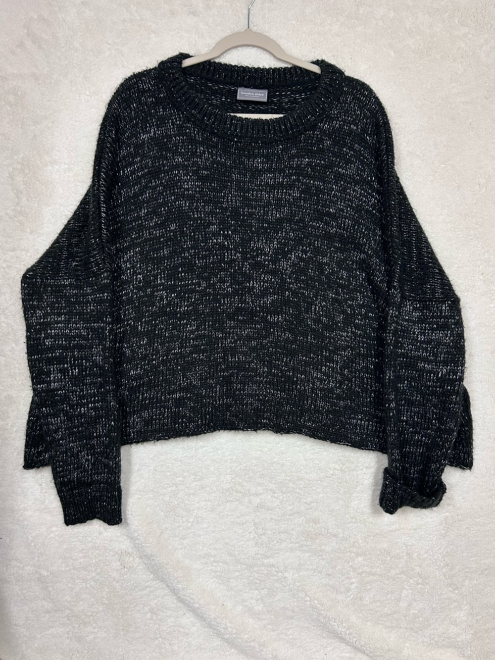 Wooden Ships Oversized  Sweater Black White Marled Crewneck Size Medium / Large